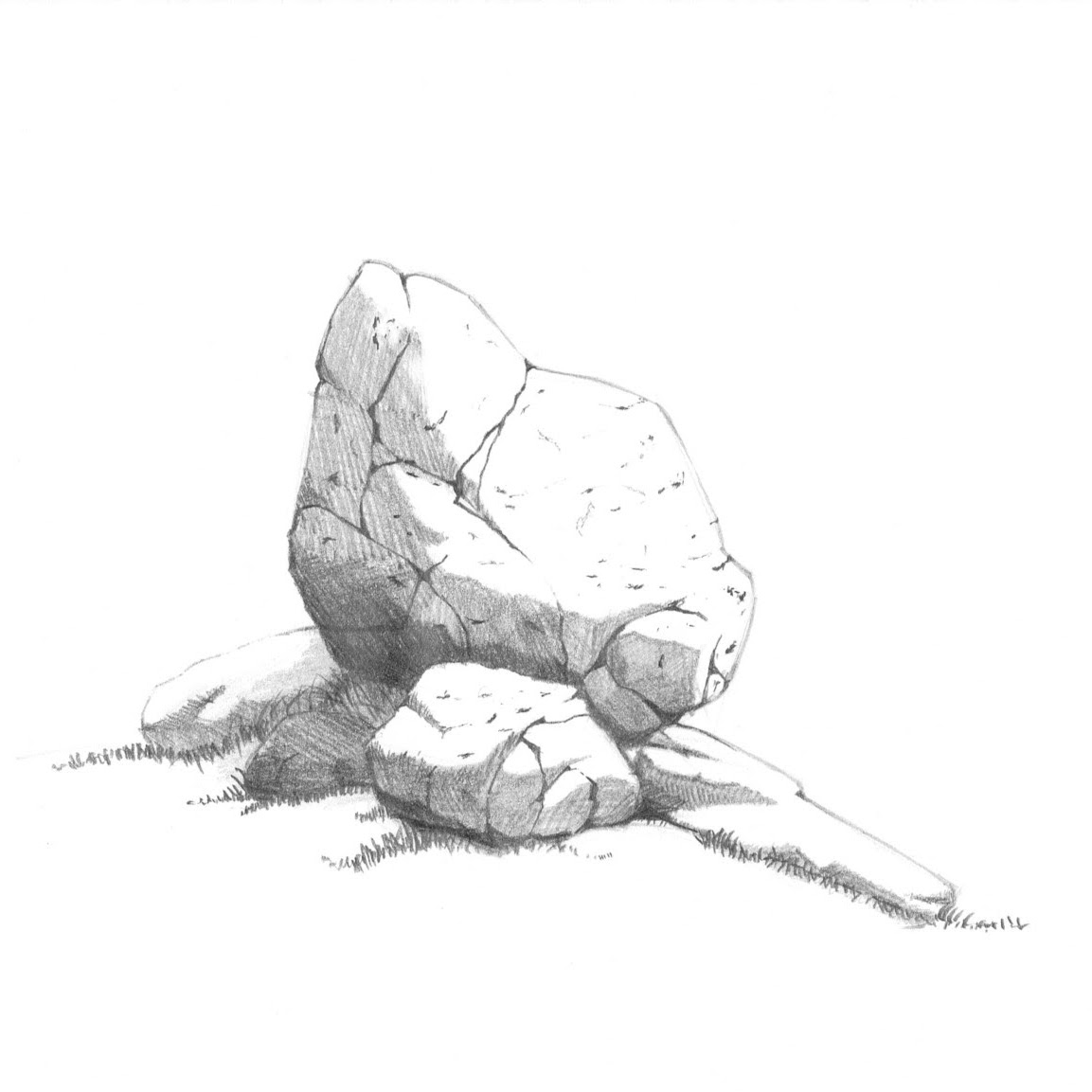 Followed tutorial by John Muir Laws on drawing rocks (https://johnmuirlaws.com/how-to-draw-rocks/).