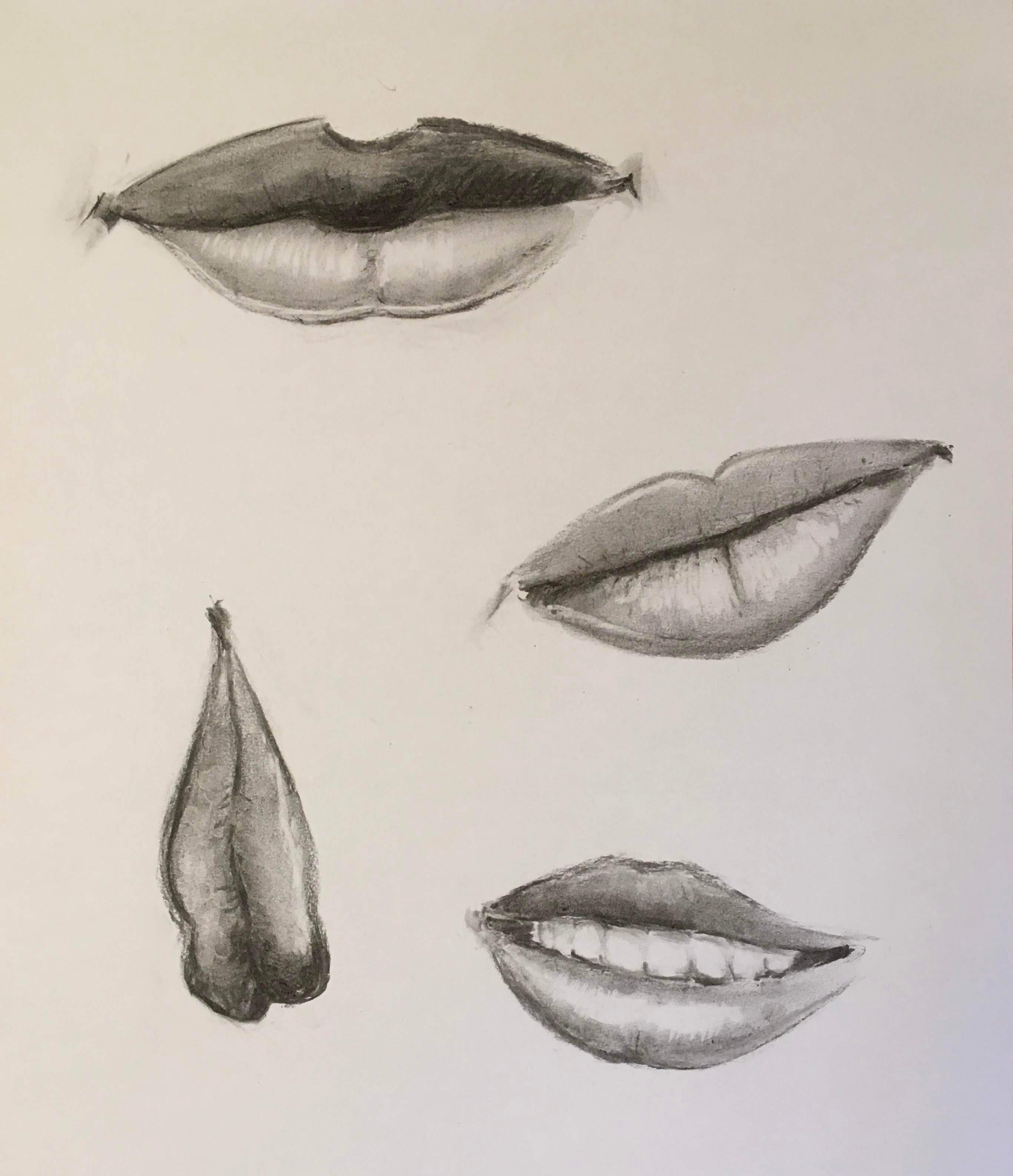 And some lips (Photo reference from the course and Pinterest)