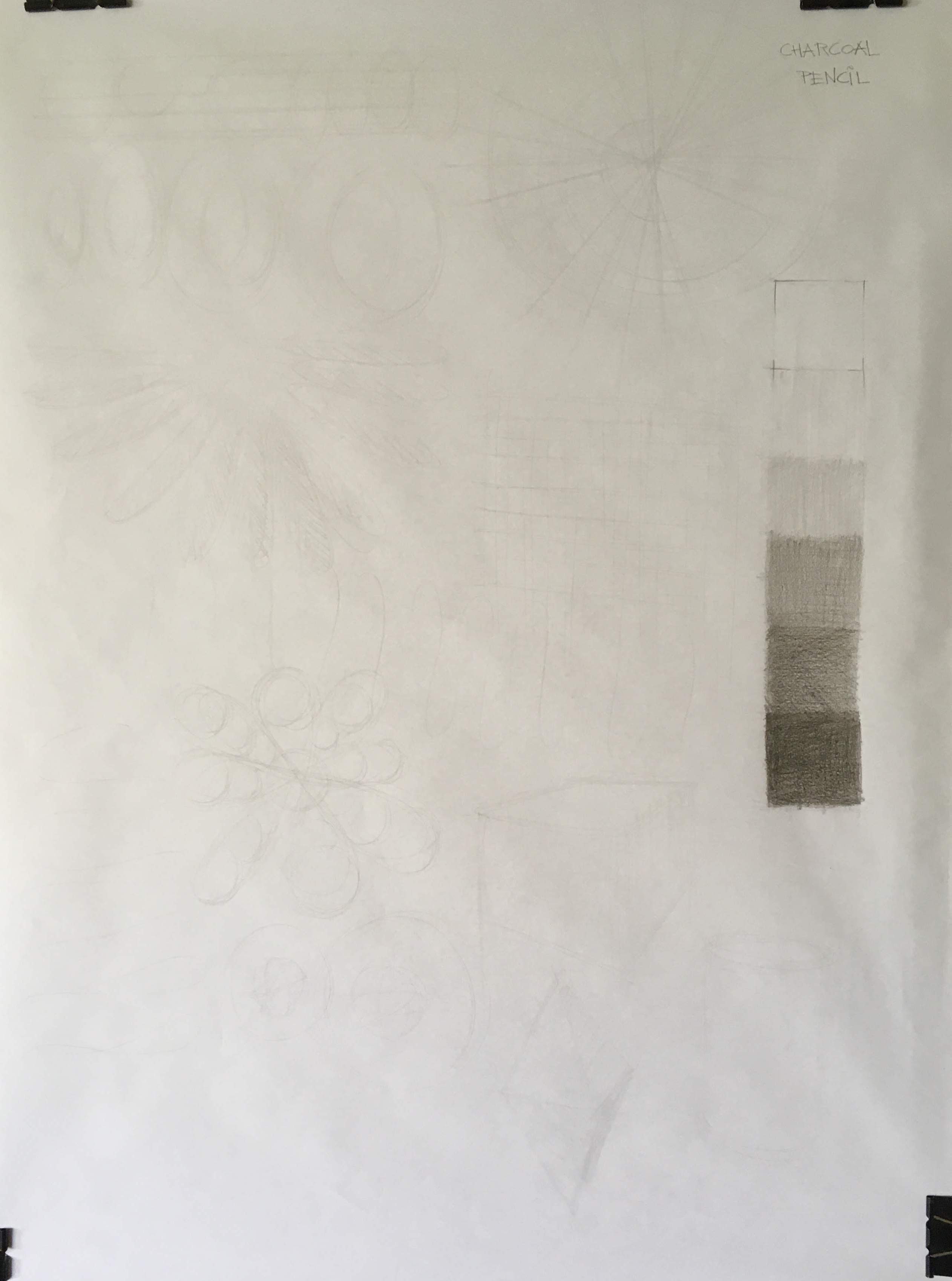 Charcoal pencil on wrapping paper