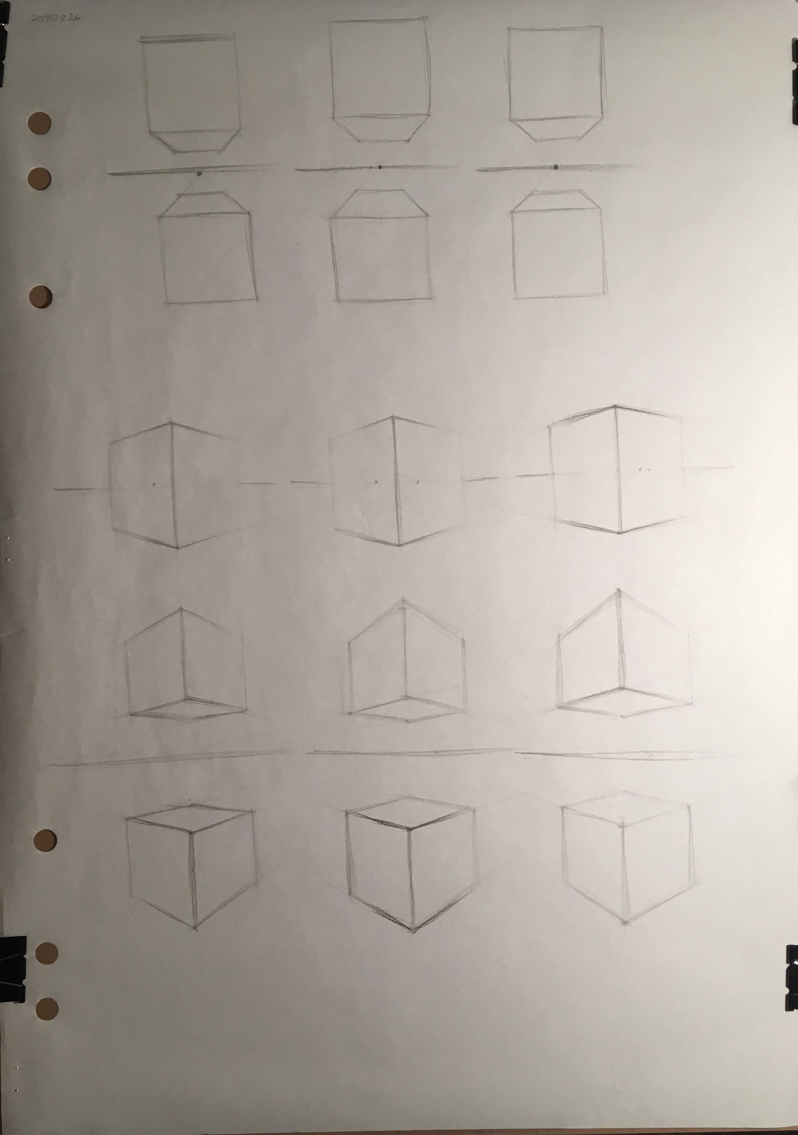Pause & draw cubes x 3
