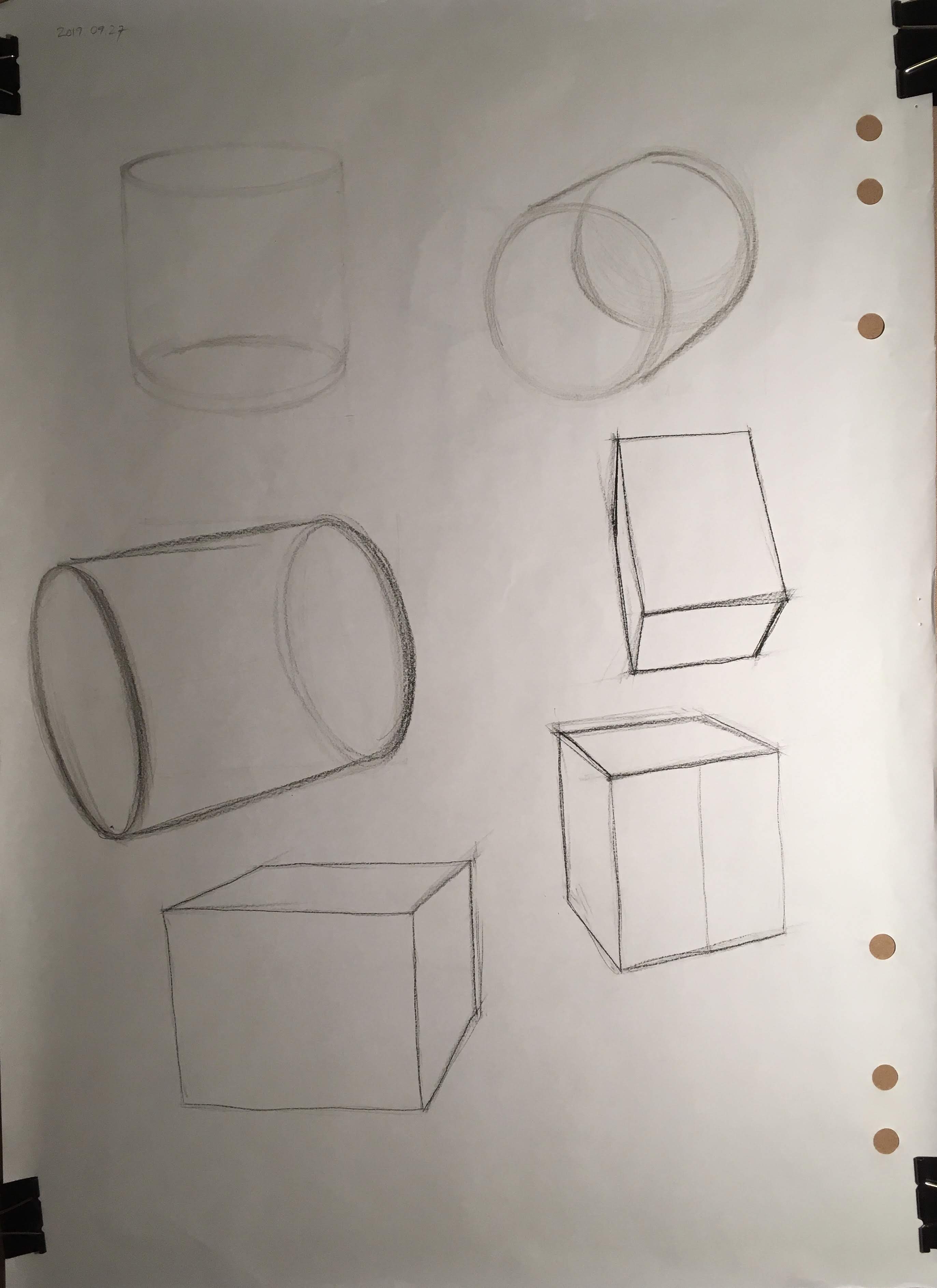 Drawing boxes and cylinders from observation