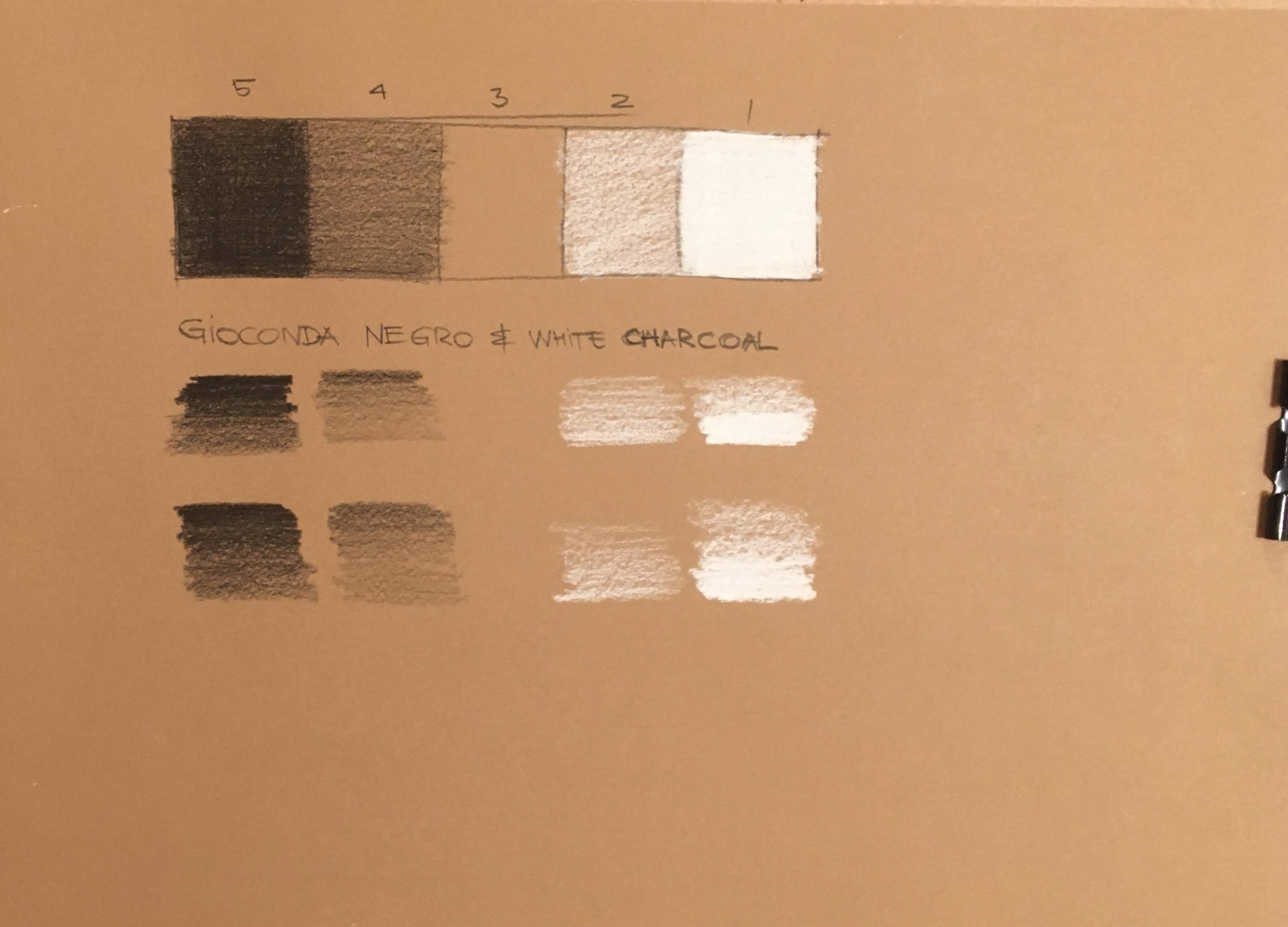 Value chart on colored paper 1