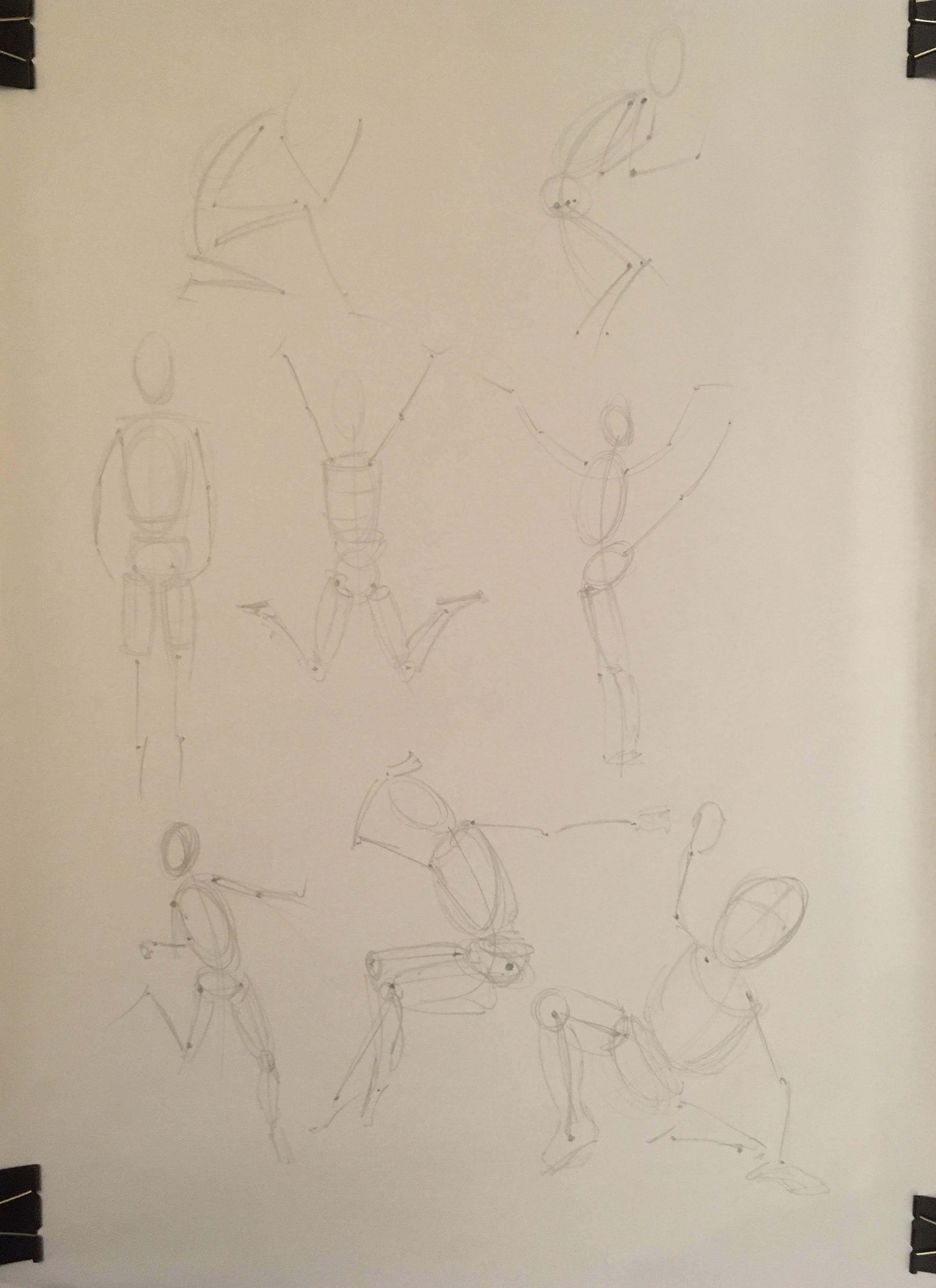 Gesture drawing (2 mins / pose)