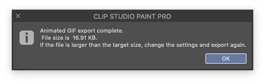 file size is reported after export