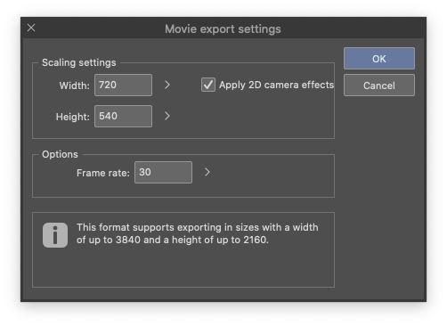 movie export settings